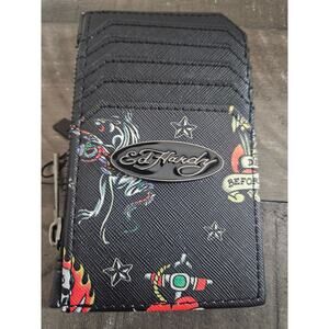 Ed Hardy Unisex IDs Wallet Animals Print Coins Cards Case NWT Rare Skull HTF!